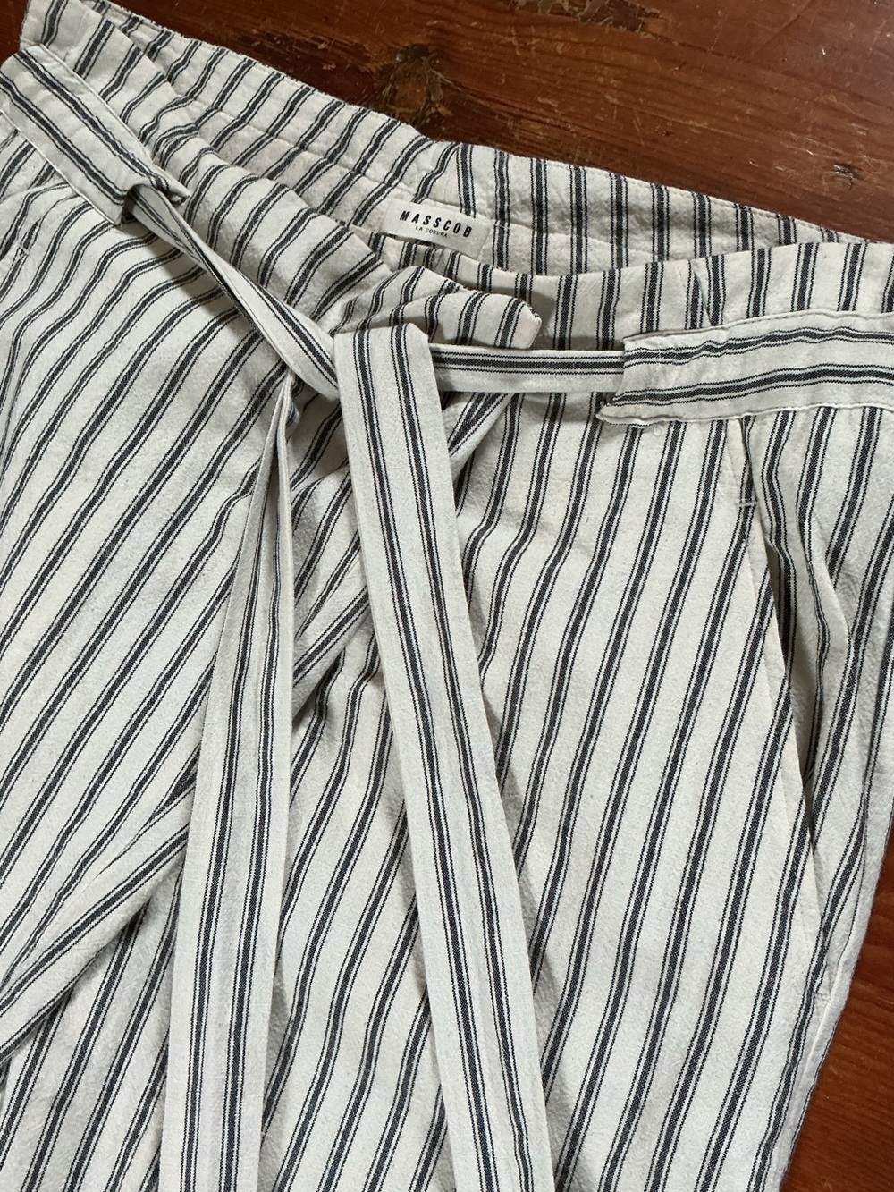 Masscob Linen button-tie waist trousers